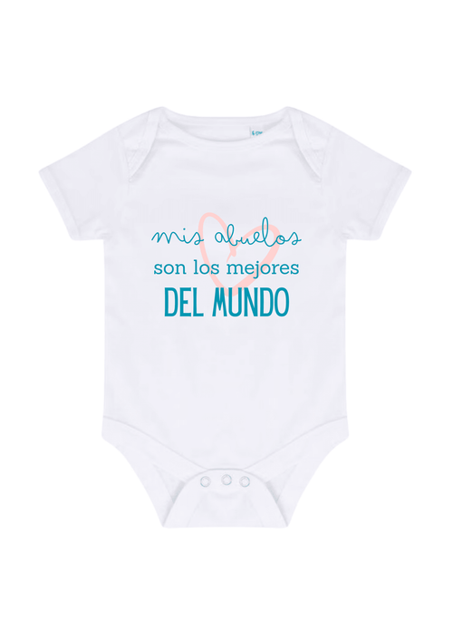 Body bebé bordado con la frase Mis Abuelos son los Mejores del Mundo