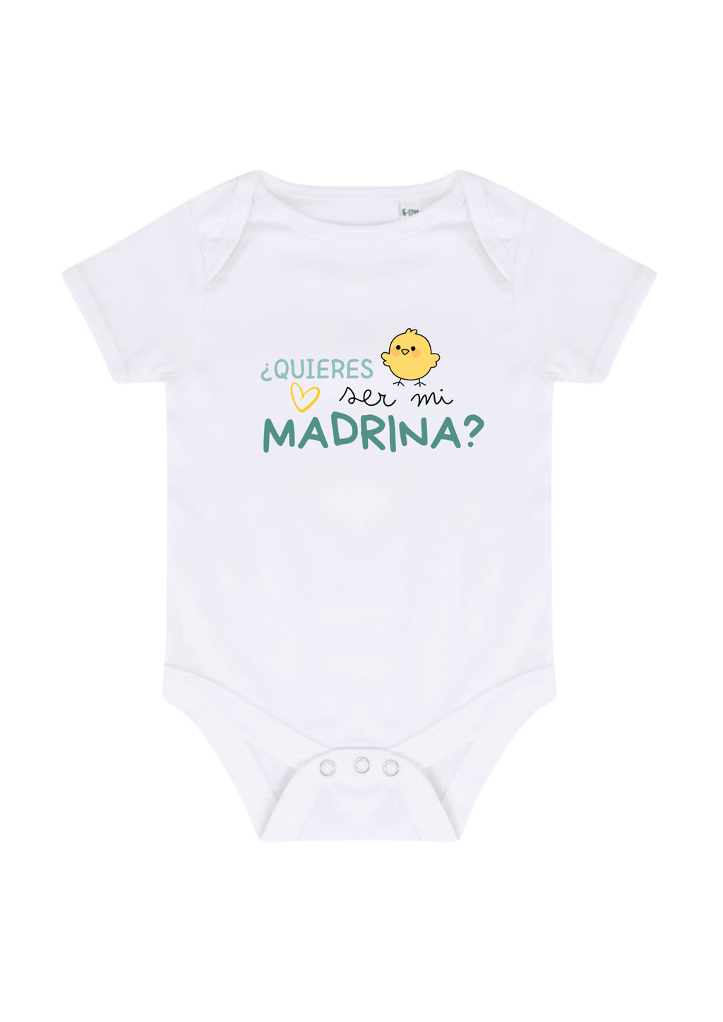 Body bebé blanco personalizado con la frase ¿Quieres ser mi Madrina? bordada en el pecho