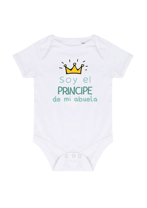 Body bebé niño bordado con la frase Soy el Príncipe de mi Abuela