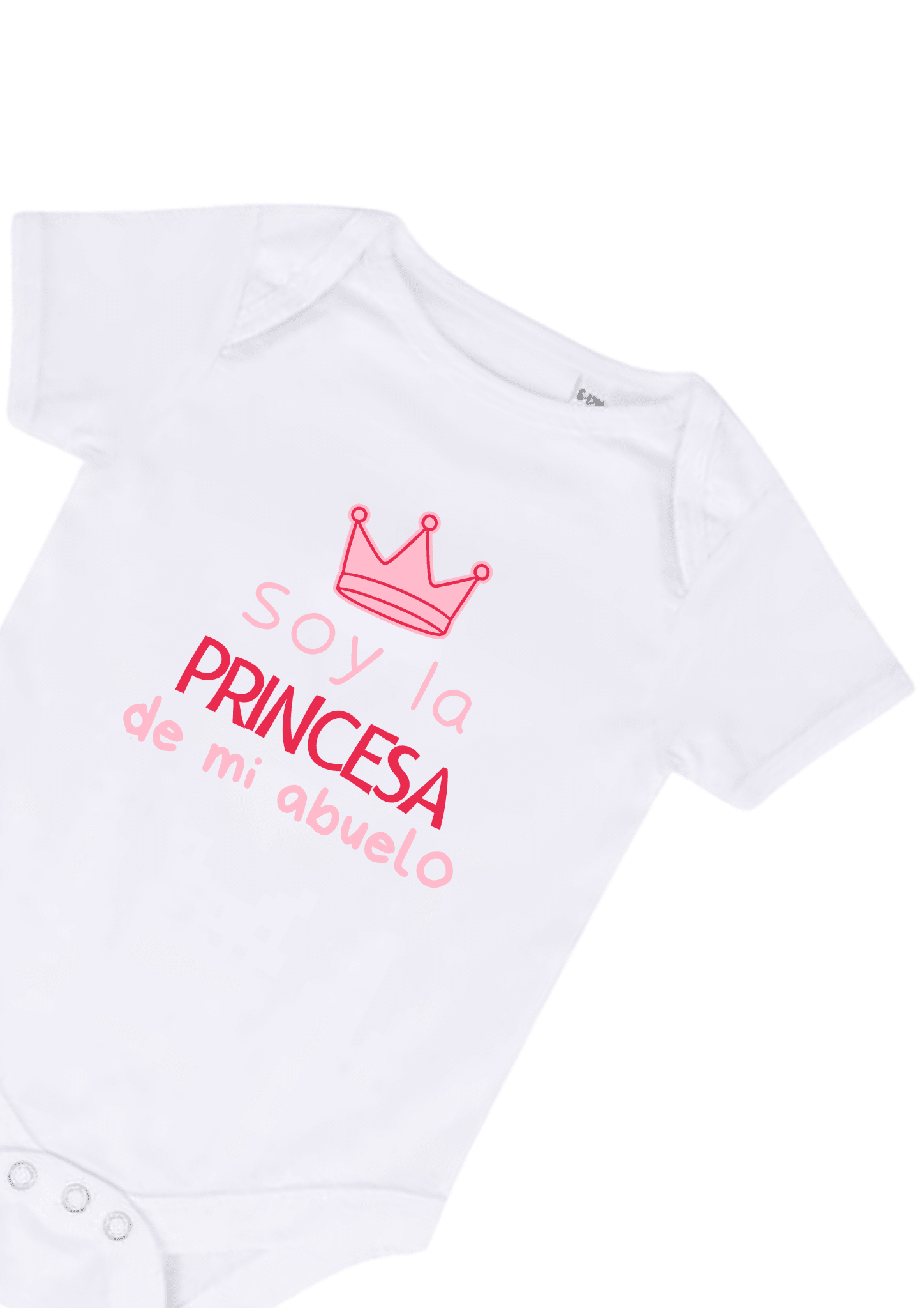 Detalle del bordado personalizado Soy la Princesa de mi Abuelo en body de algodón