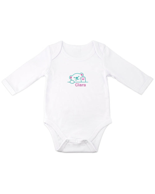 Body para bebé bordado con nombre personalizado - LA FLAMA ESTUDI | Bordados personalizados