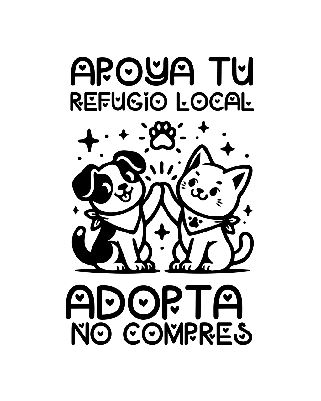 Camiseta Adopta no compres | Apoya tu refugio local - LA FLAMA ESTUDI | Bordados personalizados