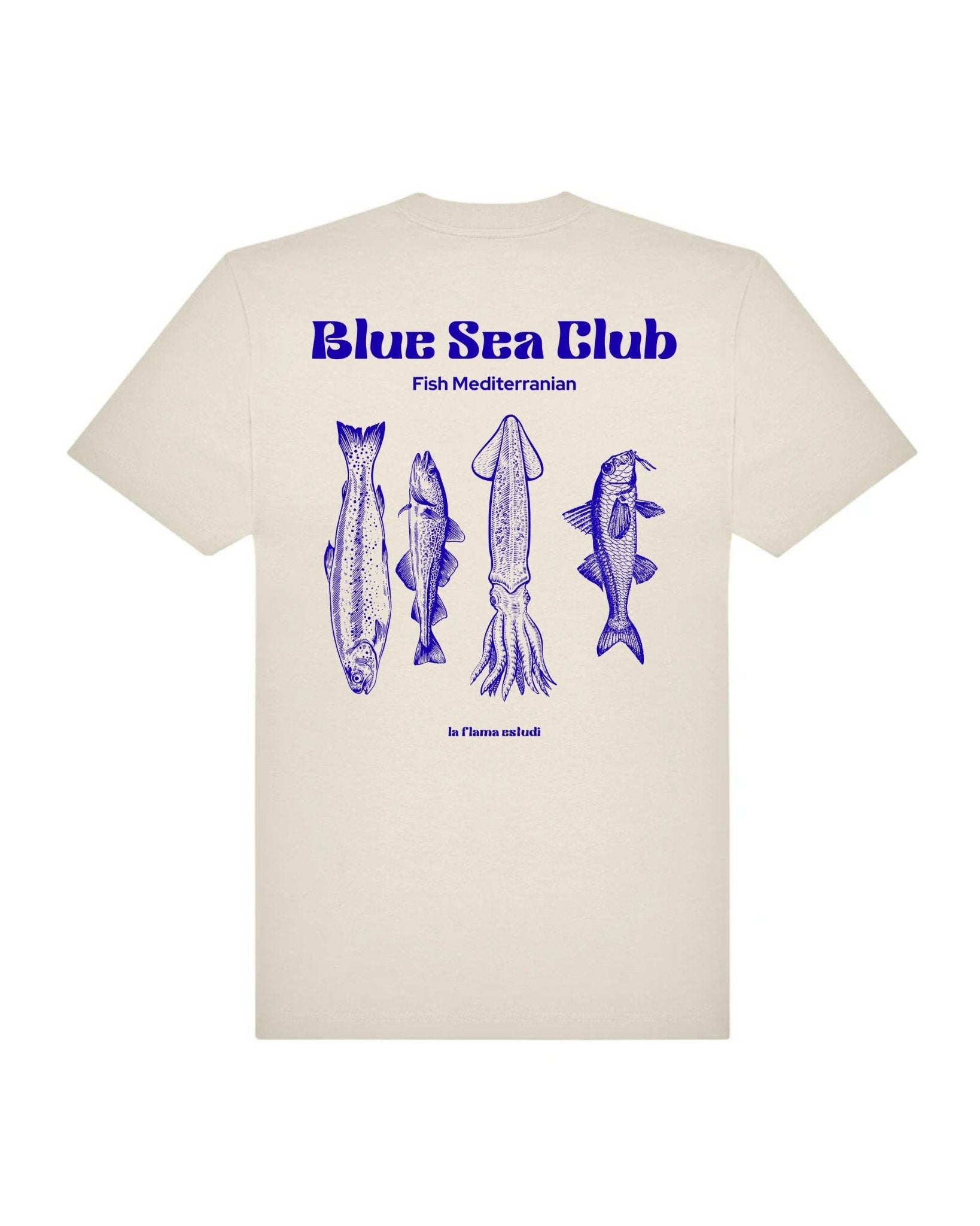 Camiseta Blue Sea Club – Fish Mediterranian - LA FLAMA ESTUDI | Bordados personalizados