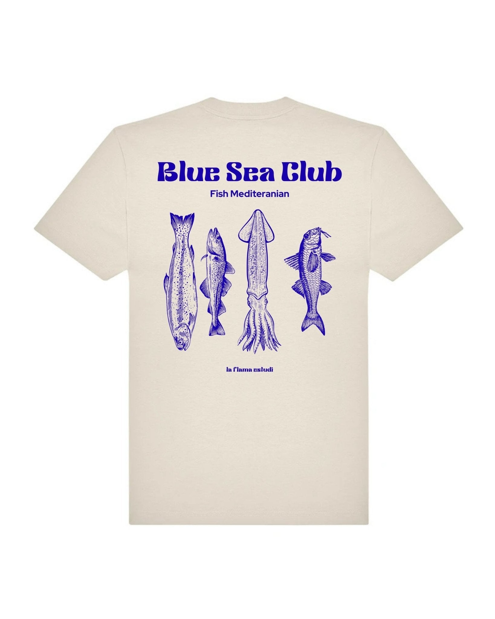 Camiseta Blue Sea Club – Fish Mediterranian - LA FLAMA ESTUDI | Bordados personalizados