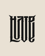 Diseño gráfico Love Hate para camiseta personalizada estilo urbano
