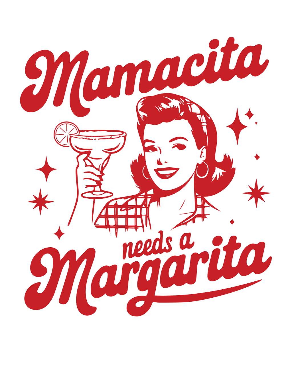 Camiseta "Mamacita Needs a Margarita" – Estilo Retro Pin - up | LA FLAMA ESTUDI - LA FLAMA ESTUDI | Bordados personalizados