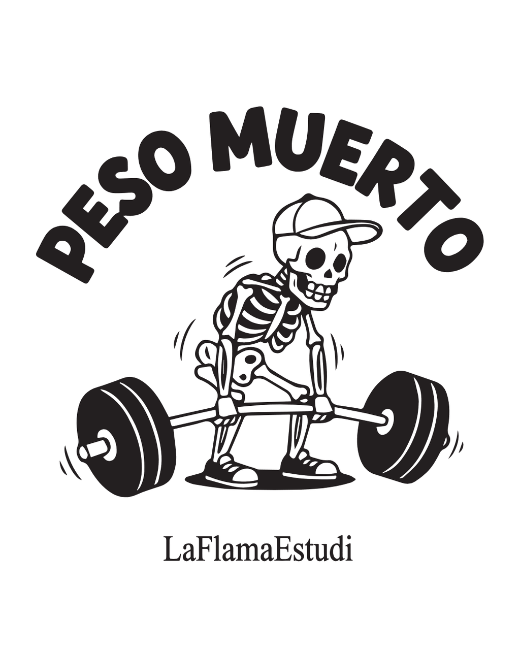 Camiseta "Peso Muerto" – Ilustración Exclusiva Fitness | LA FLAMA ESTUDI - LA FLAMA ESTUDI | Bordados personalizados