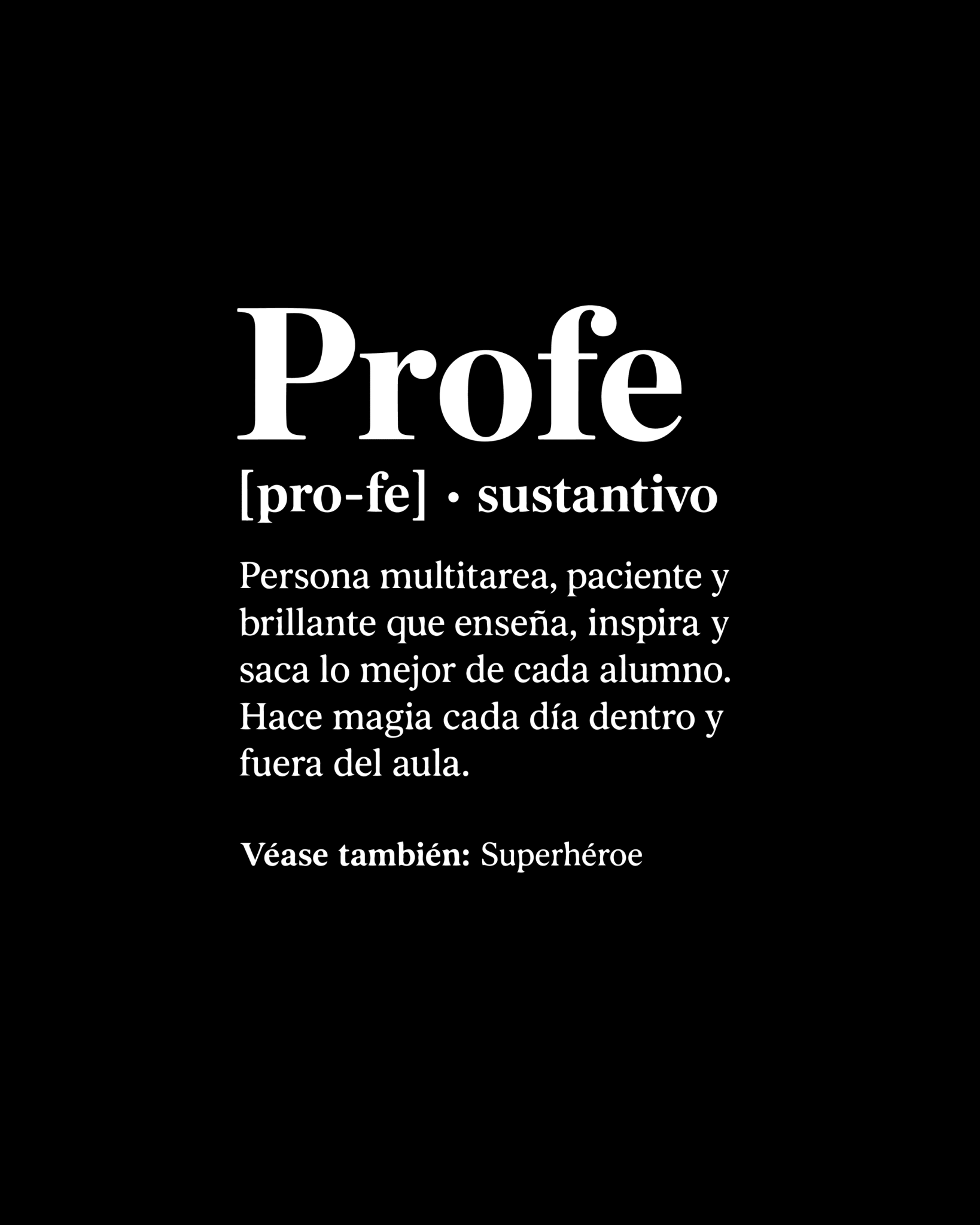 Camiseta Profe | Definición de superhéroe en camiseta - LA FLAMA ESTUDI | Bordados personalizados