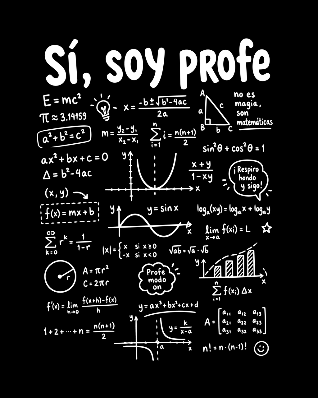 Camiseta Sí, soy profe | Humor de aula estilo pizarra - LA FLAMA ESTUDI | Bordados personalizados