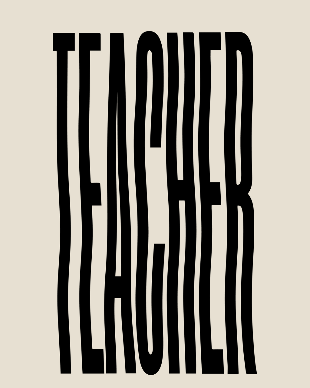 Camiseta "Teacher" Tipografía Vertical – Regalo Original y Moderno para Profesores - LA FLAMA ESTUDI | Bordados personalizados