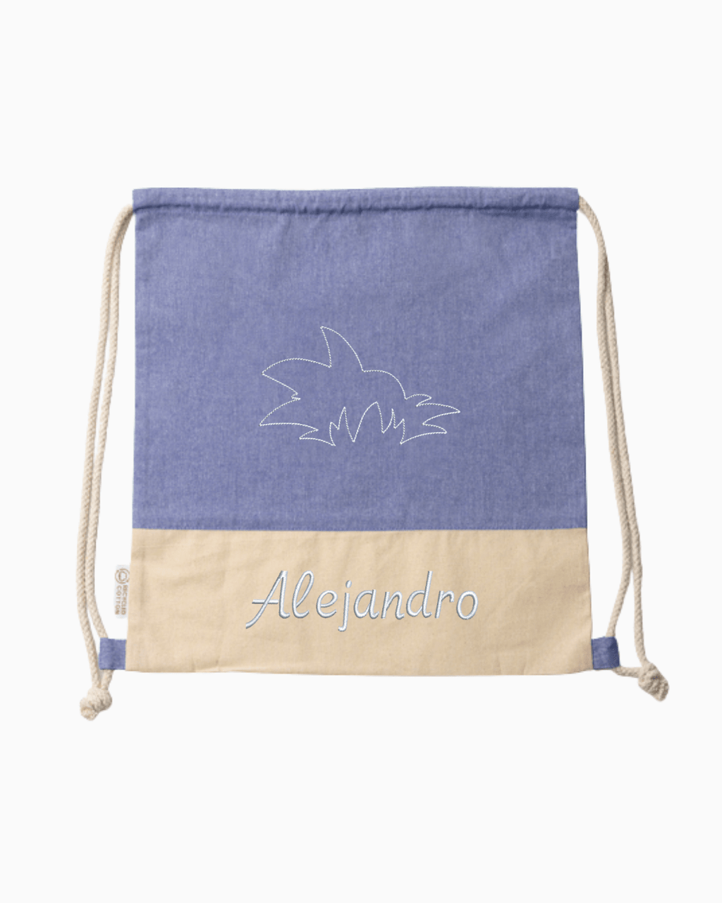 Mochila de tela bordada GOKU + NOMBRE personalizado - LA FLAMA ESTUDI | Bordados personalizados