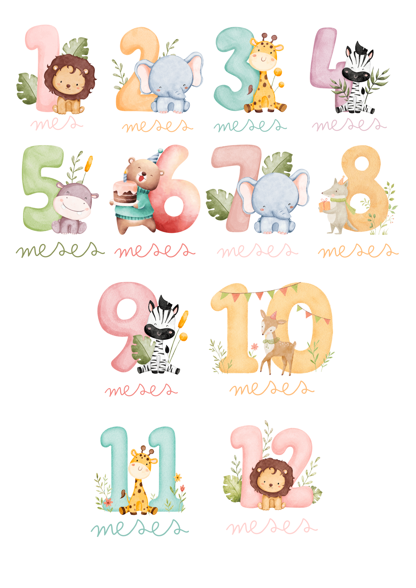 Pack 12 Bodies Cumplemes Bebé | Bodies Mes a Mes para Fotos del Primer Año - LA FLAMA ESTUDI | Bordados personalizados