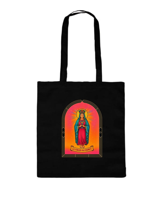 Tote bag de algodón con el diseño La Virgen del Vermut