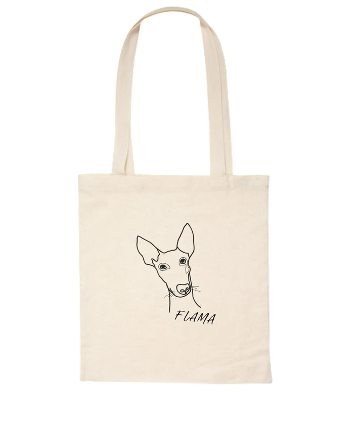 Tote bag con el bordado lineal de tu mascota y su nombre